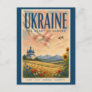 Ukraine Ukrainische Landschaft Illustration Reise Postkarte