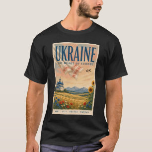 Ukraine Ukrainische Landschaft Illustration Reise T-Shirt