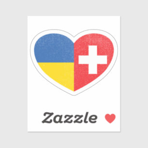 Ukraine Ukrainische Schweiz Schweizerische Herz-Li Aufkleber