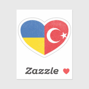 Ukraine Ukrainische Türkei Türkische Herzen Liebe  Aufkleber