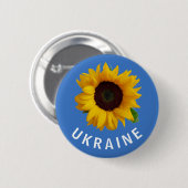 Ukraine Ukrainisches Sonnenblumen Gelb Blau Button (Vorne & Hinten)