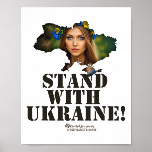 Ukraine Umriss Ukrainische Frau Parole Steh mit Poster
