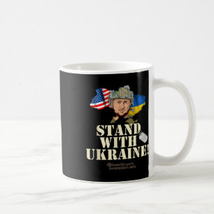 Ukraine-Umrissflagge USA Zelensky Dog Tag Ständer Kaffeetasse