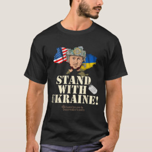Ukraine-Umrissflagge USA Zelensky Dog Tag Ständer  T-Shirt