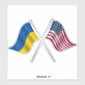 Ukraine und amerikanische Flagge - Vinyl-Aufkleber Aufkleber (Blatt)