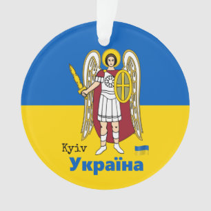 Ukraine und Kiew-Stadtmatte, ukrainische Flagge  Ornament
