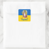 Ukraine und Kiew-Stadtmatte, ukrainische Flagge Quadratischer Aufkleber (Tasche)