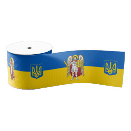 Ukraine und Kiew-Stadtmatte, ukrainische Flagge Ripsband