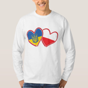 Ukraine und Polen Flaggen Herzen T-Shirt