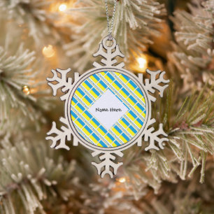 Ukraine und ukrainische Flagge gekachelt personali Schneeflocken Zinn-Ornament