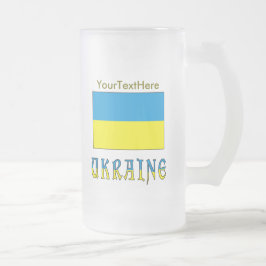 Ukraine und ukrainische Flagge mit Ihrem Text Mattglas Bierglas