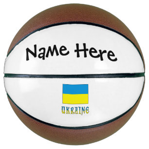 Ukraine und ukrainische Flagge personalisiert Basketball