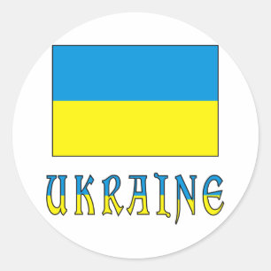Ukraine und ukrainische Flagge Runder Aufkleber
