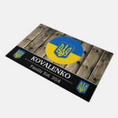 Ukraine und ukrainische Flagge Rustikales Holz / F Fußmatte (Schrägansicht)