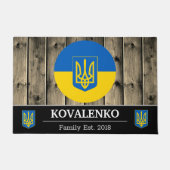 Ukraine und ukrainische Flagge Rustikales Holz / F Fußmatte (Vorderseite)