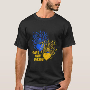 Ukraine Unterstützer Flag Farbe Blau Gelb Feuerhär T-Shirt