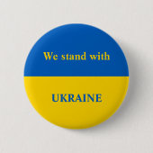 Ukraine unterstützt gelbe Flagge Button (Vorderseite)