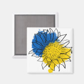 Ukraine unterstützt Sonnenblumen Magnet (Vorderseite/Rückseite)