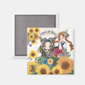 Ukraine unterstützt Sonnenblumenmädchen Magnet (Vorderseite/Rückseite)