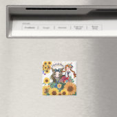 Ukraine unterstützt Sonnenblumenmädchen Magnet (In Situ (Geschirrspüler))