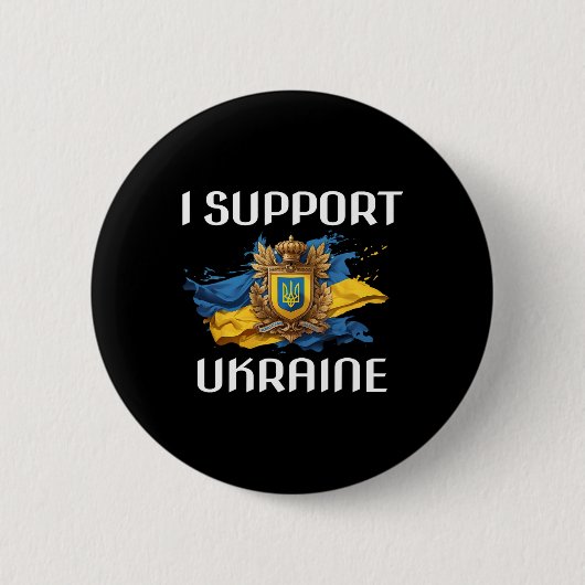 Ukraine Unterstützungsflagge und Symbol Ukrainisch Button (Vorderseite)