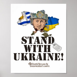 Ukraine Uruguay-Flaggen Selenskyj Steht mit der Uk Poster