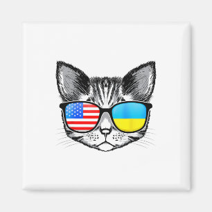 Ukraine US-Flagge Wurzeln Katze Ukrainisch Amerika Magnet