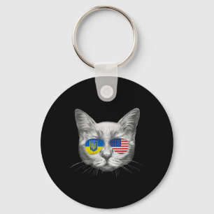 Ukraine Us Flagge Wurzeln Katze Ukrainisch Amerika Schlüsselanhänger