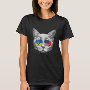 Ukraine Us Flagge Wurzeln Katze Ukrainisch Amerika T-Shirt