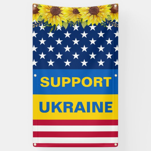 Ukraine USA Amerikanische Sonnenblumen Unterstützu Banner (Vertikal)