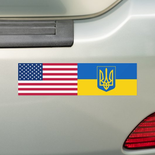 Ukraine USA amerikanischer Flaggentrident Ukraine Autoaufkleber (Auf Auto)