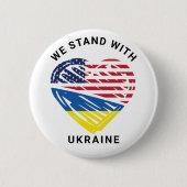 Ukraine USA amerikanisches Flaggenherz Ukrainische Button (Vorderseite)