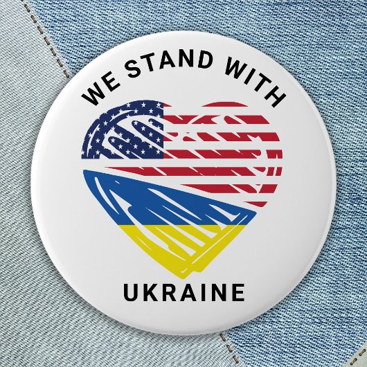 Ukraine USA amerikanisches Flaggenherz Ukrainische Button