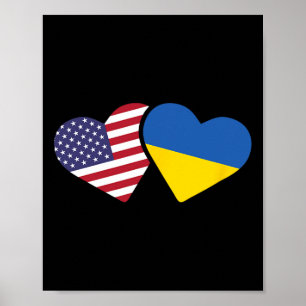 Ukraine USA-Flaggen-T-Shirt Herz Ukrainisch-Amerik Poster