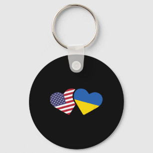 Ukraine USA-Flaggen-T-Shirt Herz Ukrainisch Amerik Schlüsselanhänger