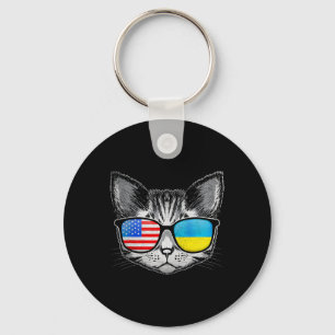 Ukraine USA Flaggenwurzeln Katze Ukrainischer Amer Schlüsselanhänger