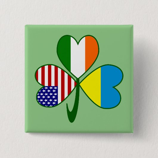 Ukraine USA Irland Kleeblatt Flag Button (Vorderseite)