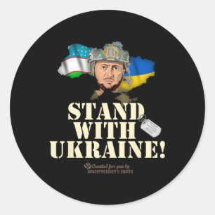 Ukraine Usbekistan Wolodymyr Selenskyj Steht mit Runder Aufkleber