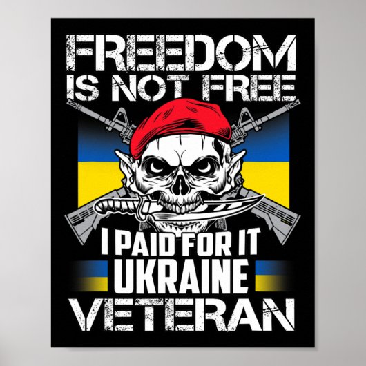 Ukraine Veteran Support Ukraine Map Flag Pride Blu Poster (Vorne)