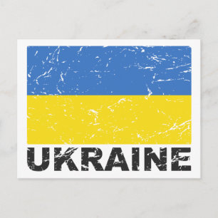 Ukraine Vintage Flagge Postkarte