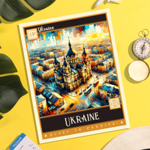 Ukraine Vintage Malerei Postkarte