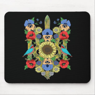 Ukraine Vögel Sonnenblume Trysub Vintage Ukrainisc Mousepad