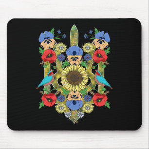 Ukraine Vögel Sonnenblume Trysub Vintage Ukrainisc Mousepad