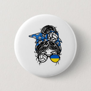 Ukraine Volleyball Liebhaber Unordentlicher Dutt H Button