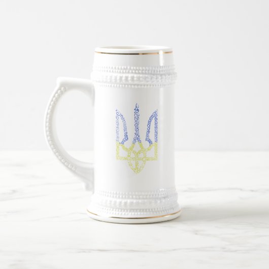 Ukraine-Wappen-Trident-Trendsub-Spiralmuster Bierglas (Links)