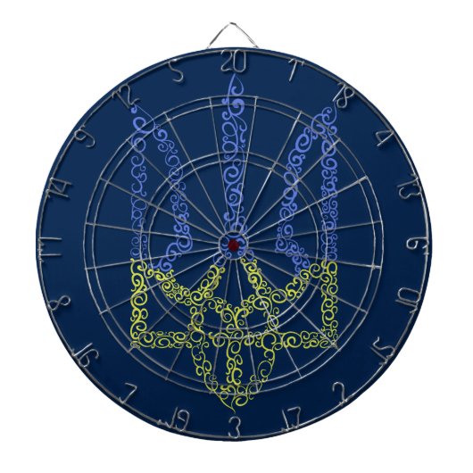Ukraine-Wappen-Trident-Trendsub-Spiralmuster Dartscheibe (vorne)