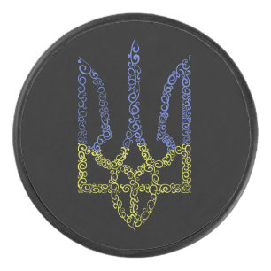 Ukraine-Wappen-Trident-Trendsub-Spiralmuster Eishockey Puck