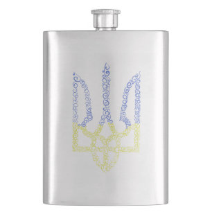 Ukraine-Wappen-Trident-Trendsub-Spiralmuster Flachmann