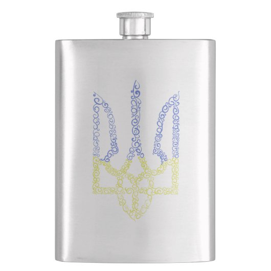 Ukraine-Wappen-Trident-Trendsub-Spiralmuster Flachmann (Vorderseite)