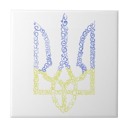 Ukraine-Wappen-Trident-Trendsub-Spiralmuster Fliese (Vorderseite)